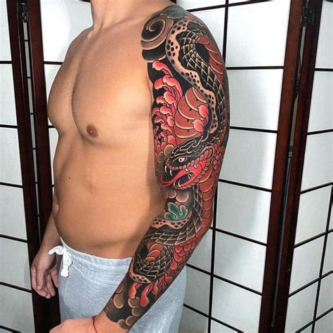 japanese snake sleeve tattoo|snake full sleeve tattoo.